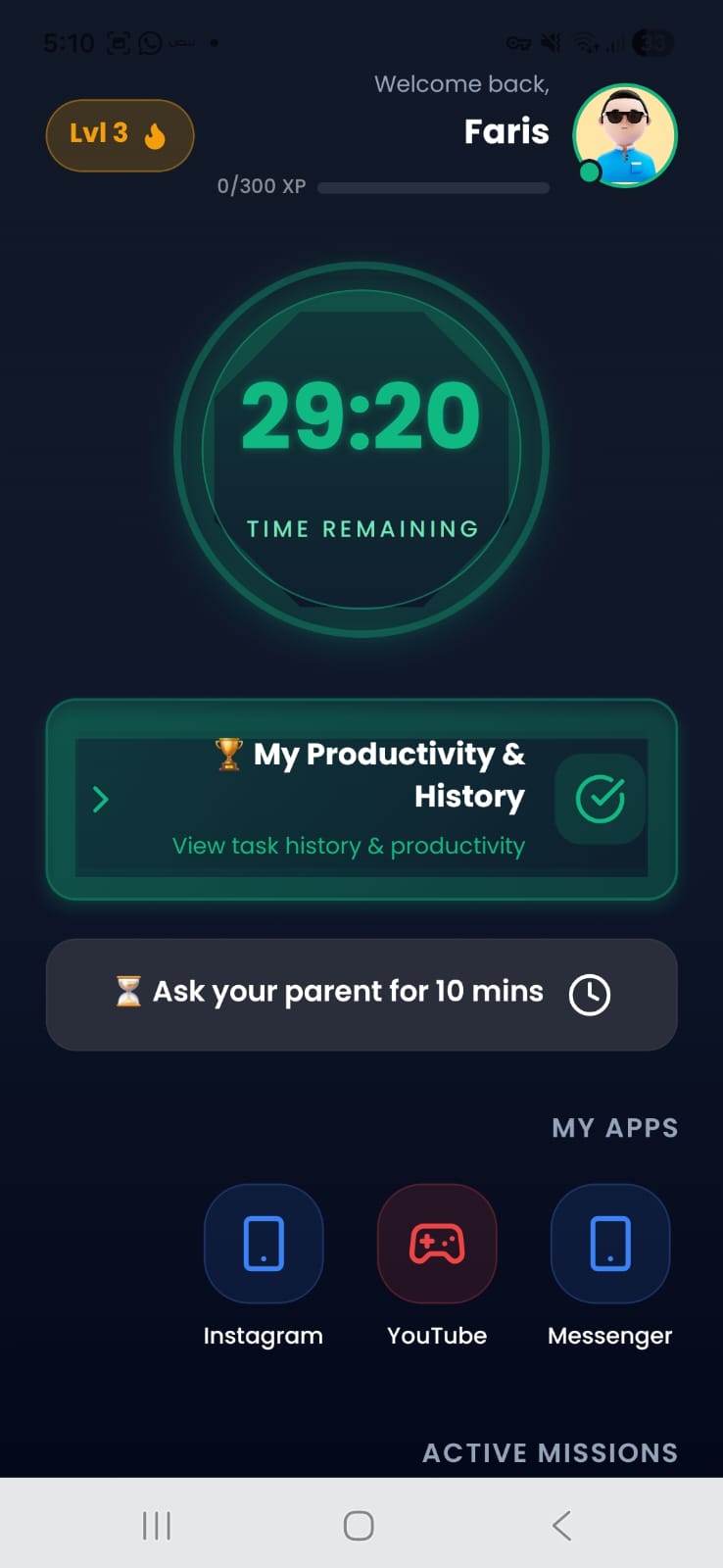Child kiosk mode showing allowed educational apps